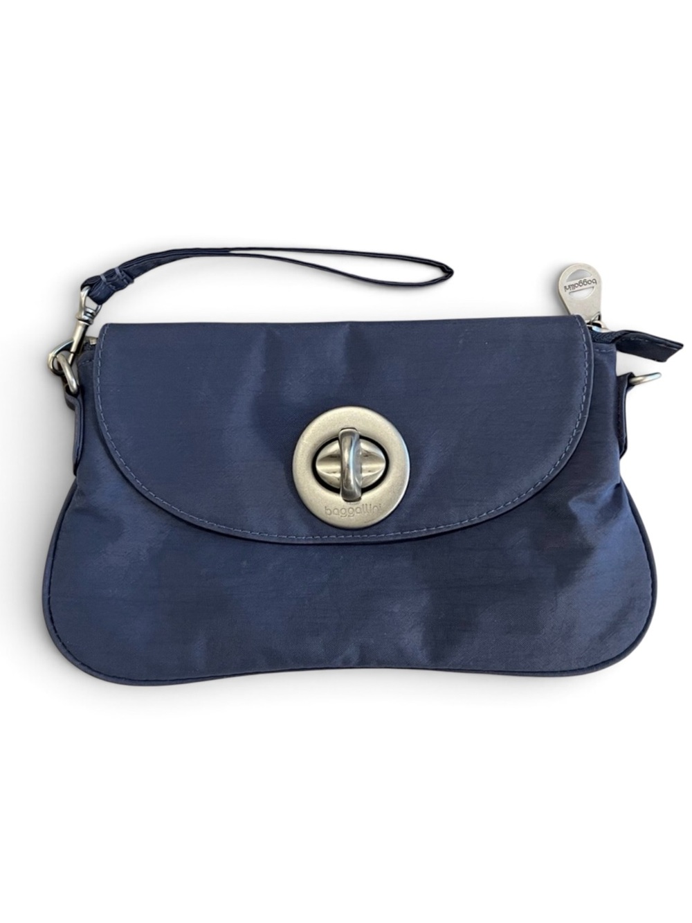 Baggallini Rio Blue Nylon Travel Wristlet Clutch Pouch Pockets Handbag